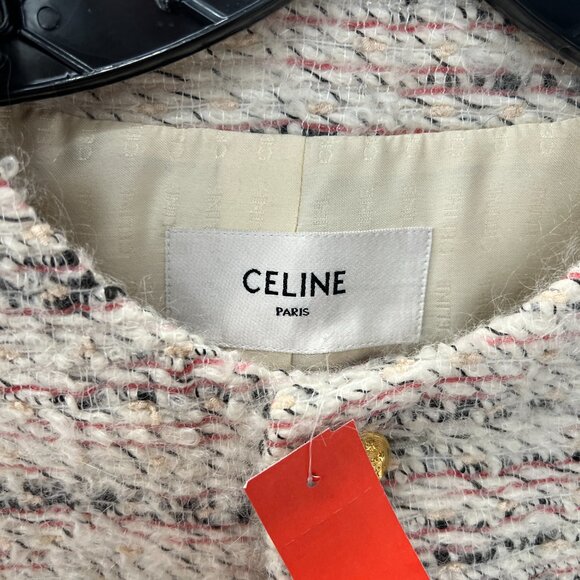 $3950 Celine Ivory Multi Wool Collarless Jacket size FR 38/6 - Picture 7 of 9